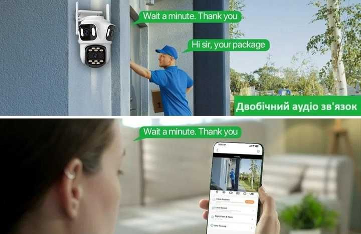 IP WIFI Камера видеонаблюдение 6K 12МП 3 объектива Уличная Besder XM76