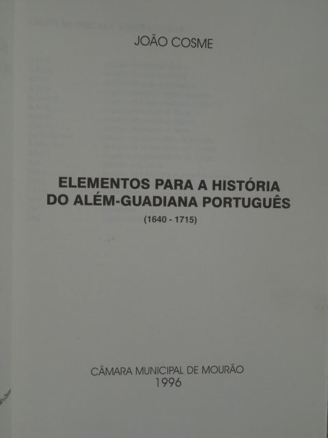 Elementos Para a História do Além-Guadiana Português