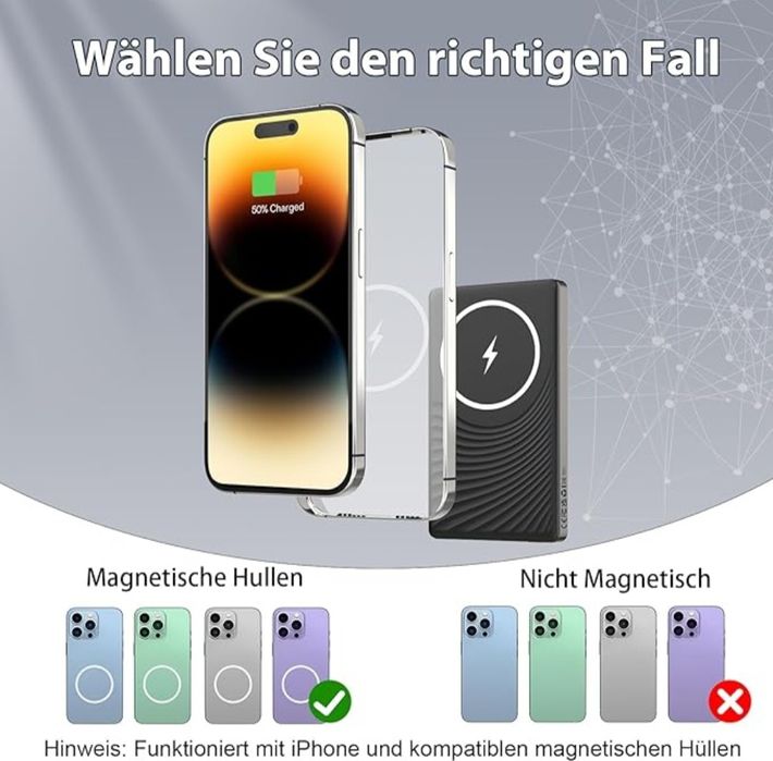Надтонкий повербанк Ntaanoo Magnetic 5000mAh Slim Power