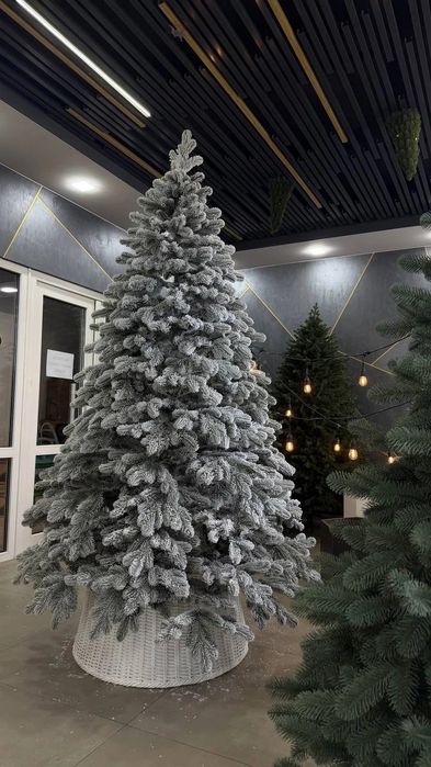 Засніжена лита ялинка Елітна Преміальна 1,50–2,50 м, густа пишна штучна ялинка, реалістична новорічна ялинка, штучні ялинки