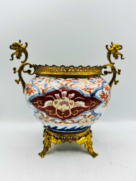 Porcelanowa Żardiniera Imari Brąz Antyk XX