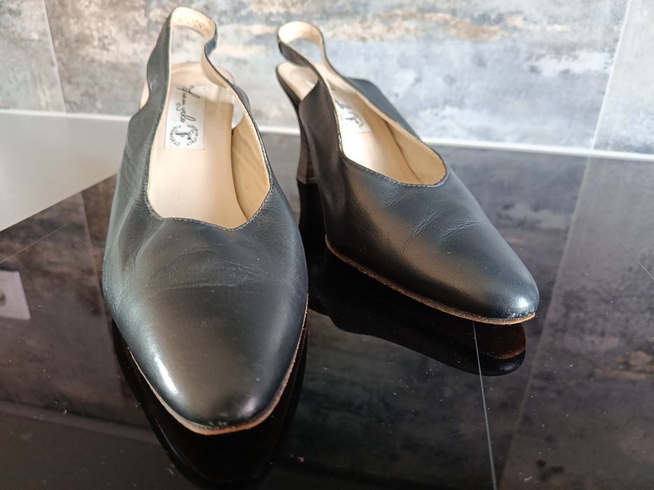 Buty damskie skórzane granatowe 38