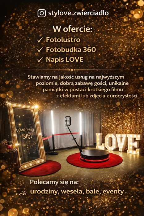 Fotobudka 360° i Fotolustro 70” – HIT imprez!