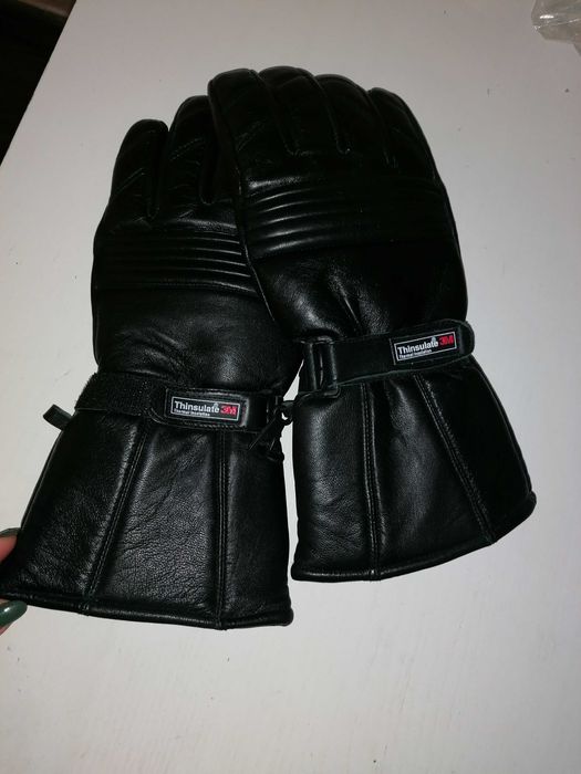 Thinsulate luvas em pele de motard