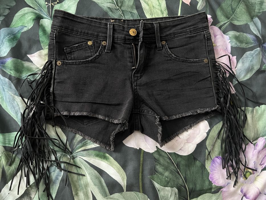 Krótkie kowbojskie spodenki jeansowe czarne H&M 34