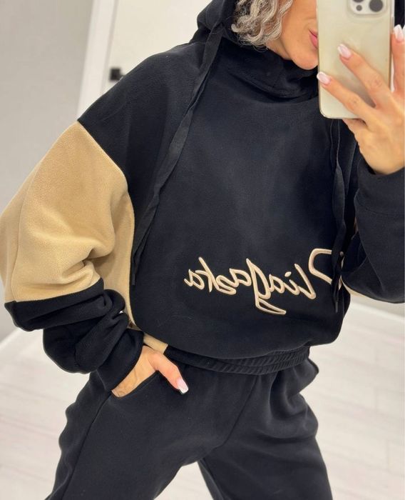 Модный теплый спортивный костюм женский флисовый