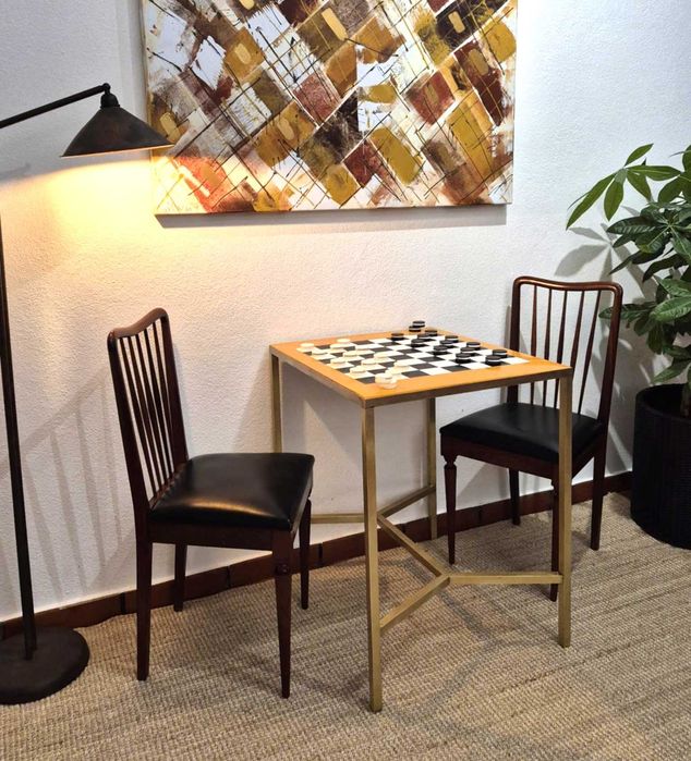 Mesa de Jogo / Mesa de Apoio / Damas / Latão / Lazer64550788286209123