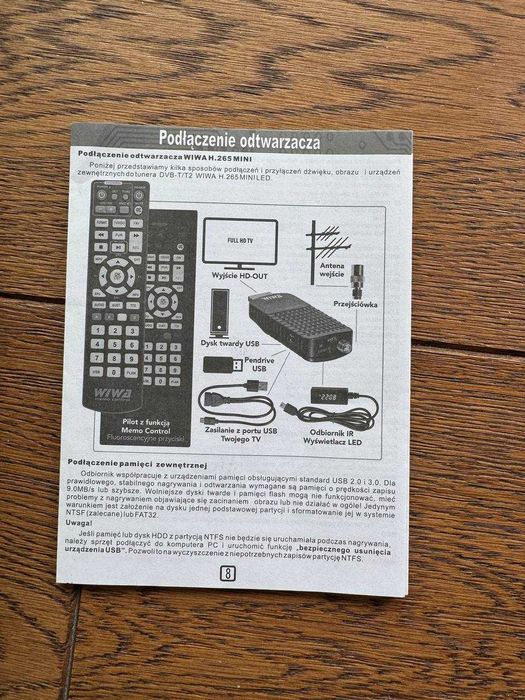 Zestaw: Telewizor Toshiba 40TL838 40" + Dekoder Wiwa DVB-T2/HEVC + Podstawa
