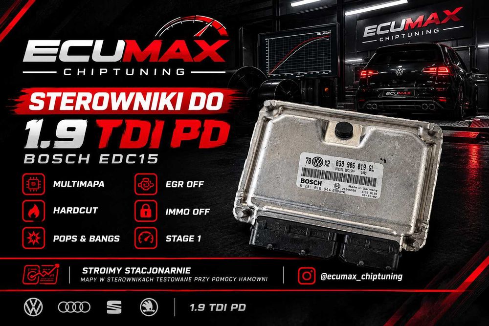 Sterownik ECU 1.9 TDI PD EDC15 – Chiptuning: Multimap, Stage 1/2, Hardcut, EGR, IMMO