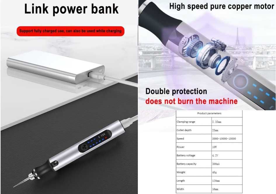 USB - Гравировочная ручка фрезер гравер Dremel + насадки