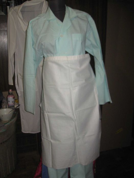 Спецодежда СССР для медиков, кухарей- куртка-халат-костюм фартук белые