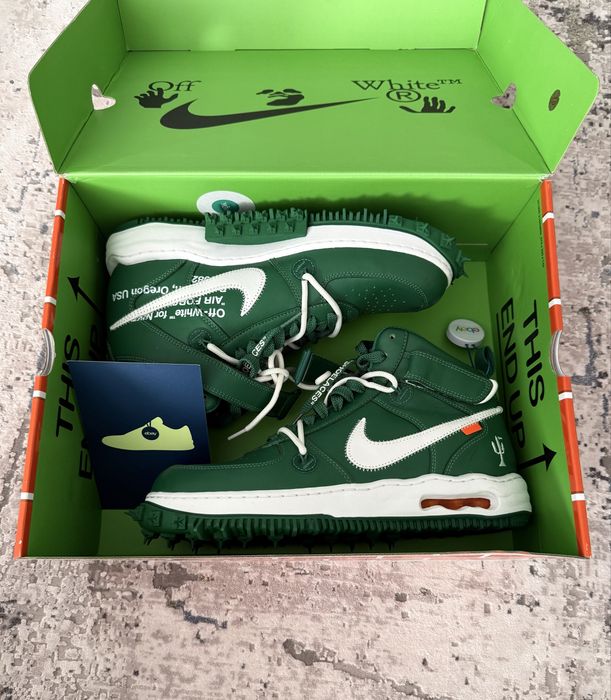 Nike Off white Air Force 1 mid Pine Green + легитчек от eBay