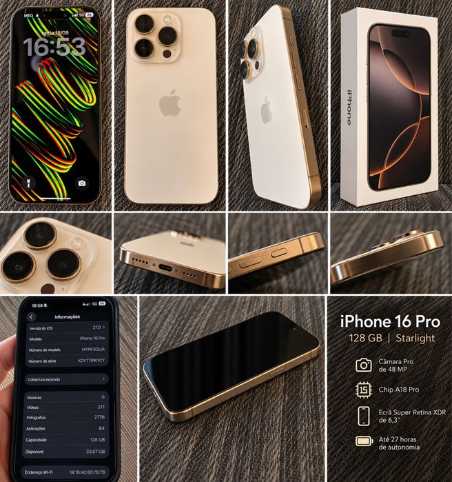 iPhone 16 Pro 128 GB — Starlight | Muito bom estado