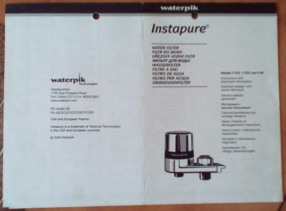 Аква-фільтр на кухонний гусак змішувача Instapure Waterpik F-6E /США/