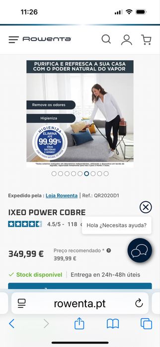Sistema ferro engomar a vapor ROWENTA c/ garantia