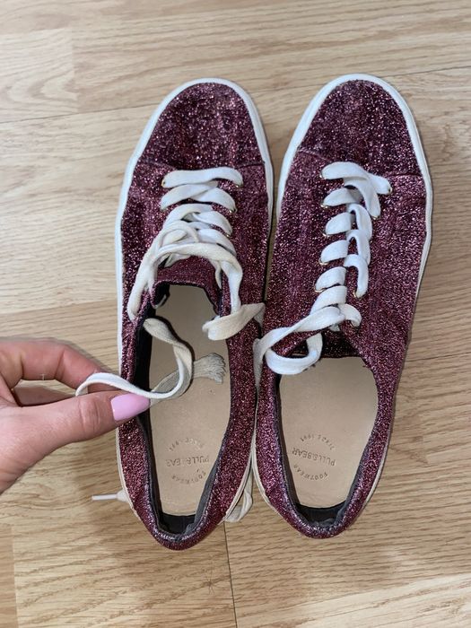 Trampki na platformie, sneakersy Pull&Bear 39 brokatowe