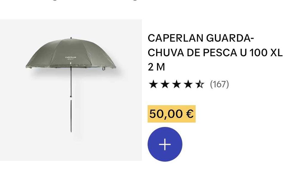 CAPERLAN guarda - chuva de pesca ou chapeu de sol   100 xl 2 m
