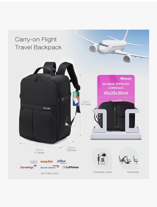 Mochila Nova (com etiqueta) Viagem Cabine Avião 40 x 20 x 30 cm