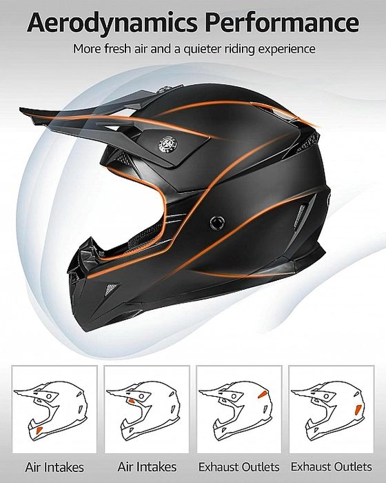 Kask Motocyklowy Cross Enduro Quad YEMA YM-915 Pełny Integralny Offroa