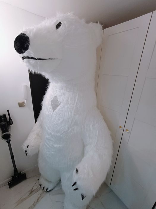 DMUCHANY BIAŁY MIŚ KOSTIUM 2,6M XXL na imprezy – NOWY, sprz. prywatna