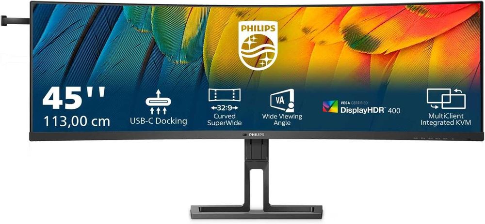 Philips 45” SuperWide Curved Monitor 32:9 – 5120x1440, USB-C 100W, Webcam