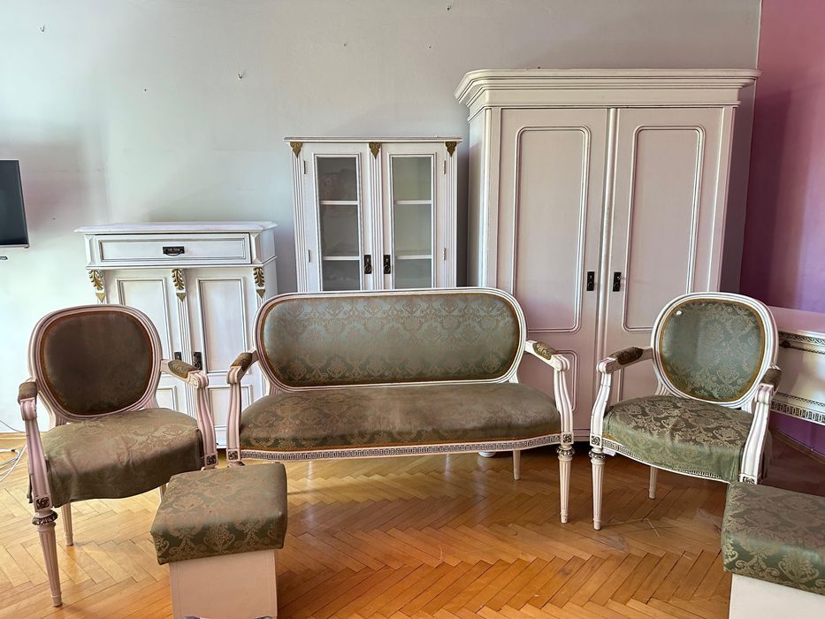 Komplet mebli w stylu Ludwik XVI, 13 elementow vintage