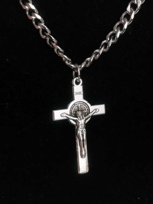 Naszyjnik pancerka 55 cm 5 mm + krzyżyk 3,8×2,2 cm stal szlachetna