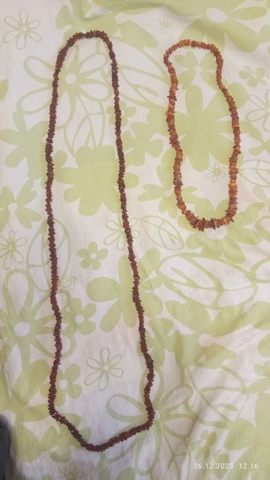 Бусы из необработанного янтаря натуральные