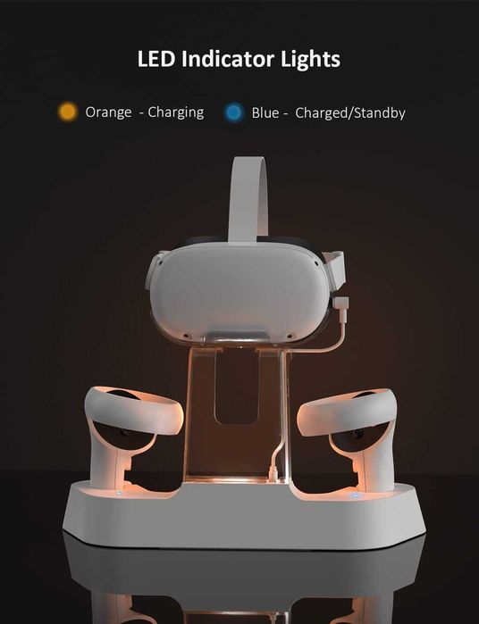 Stacja ładująca zestawu słuchawkowego kontrolerów Oculus Quest 2 dioda LED