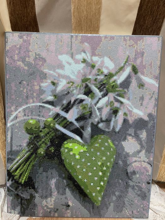 Картина з алмазної мозаїки «Зелений лист» | ручна робота