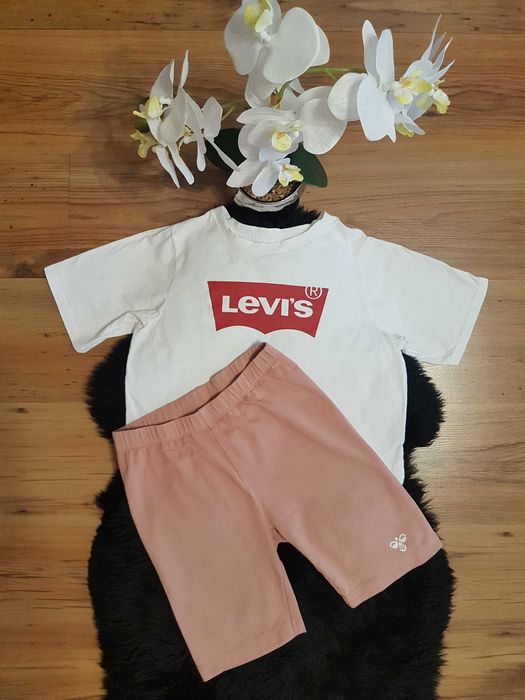 Cudny zestaw:) krótka bluzeczka LEVI'S krótkie legginsy HUMMEL 152