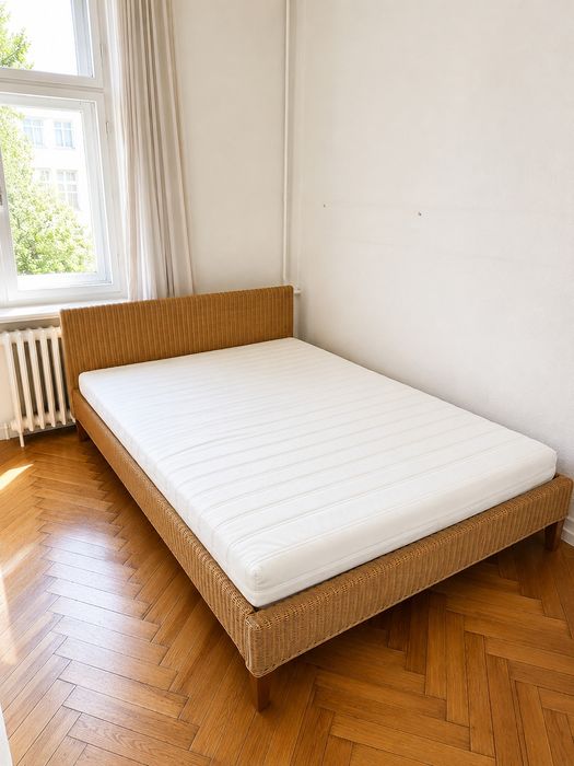 Łóżko rattanowe 140x200 z materacem – styl boho. Dowóz.