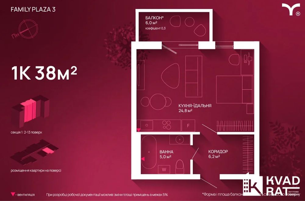 Вигідна ціна ! 1км квартира в ЖК Фемелі Плаза