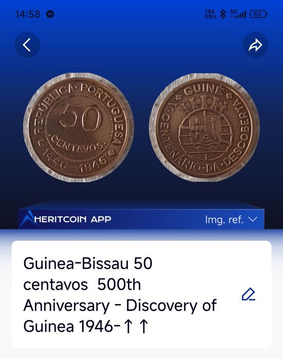 Moeda Guinéa- Bissau 50 centavos