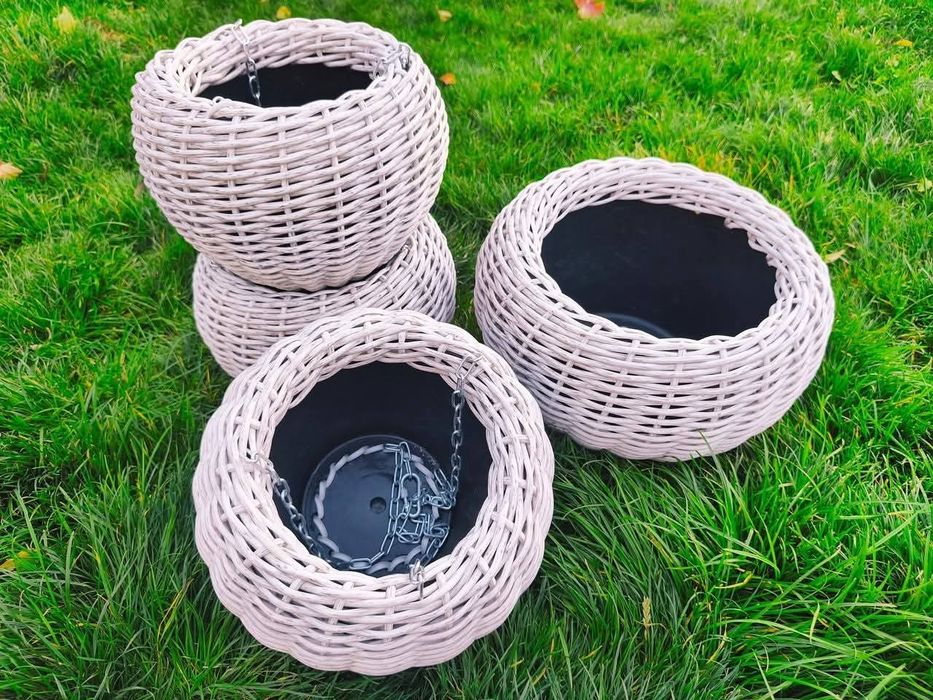 Кашпо з ротанга/Вироби з ротанга/ Плетені горщики для квітів