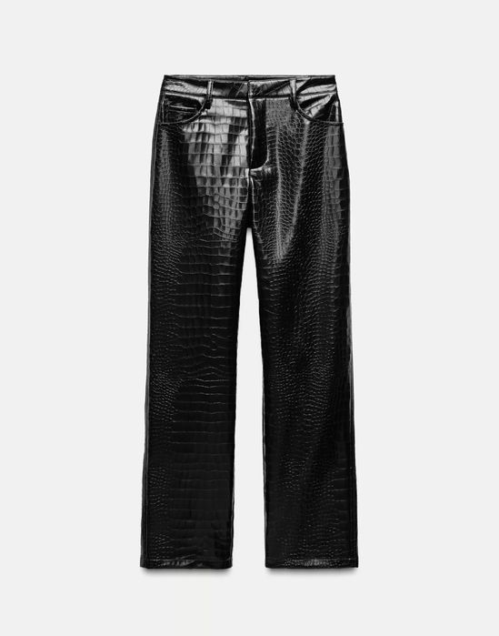 Zara нові штани екошкіра прямого крою шкіряні зміїнний принт, пітон