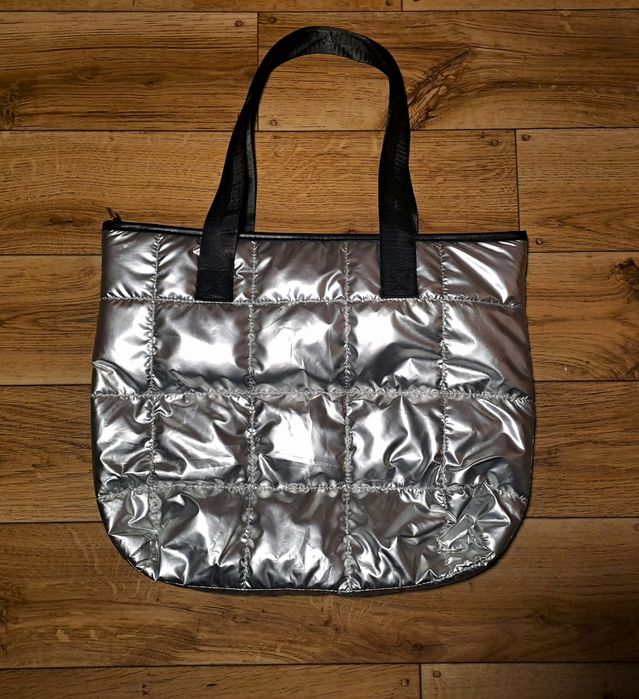 Torba nowa srebrna pikowana