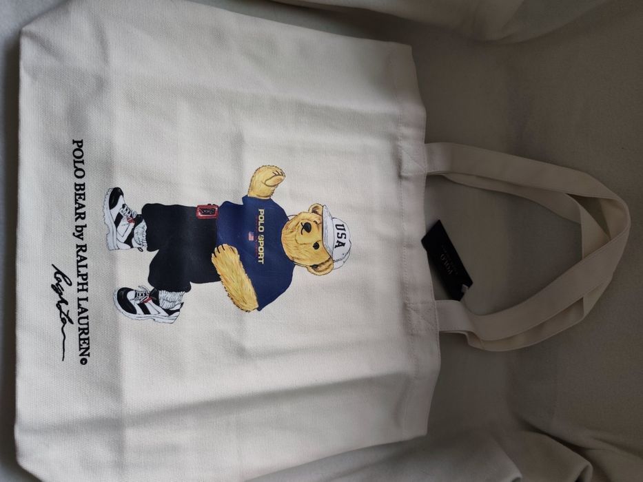 Nowa torba shoperka Polo Ralph Lauren Bear. Kolor kremowy