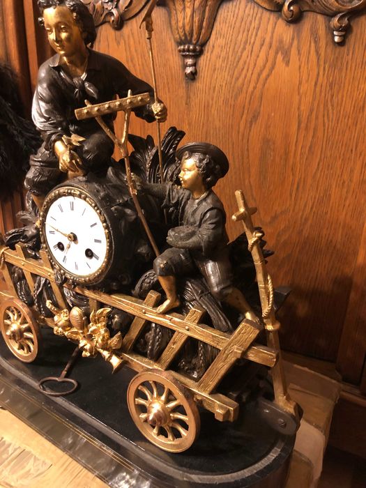 Antyk piękny i niespotykany zegar francuski Japy XIX wiek