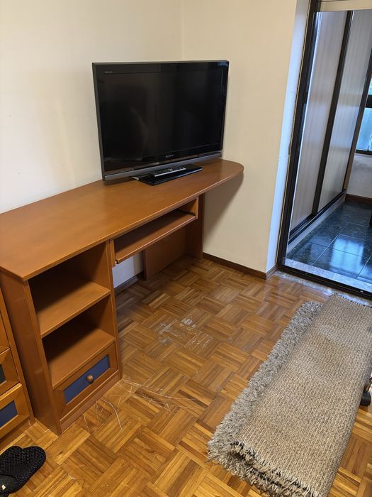 Secretaria em faia com gaveta em lacado azul