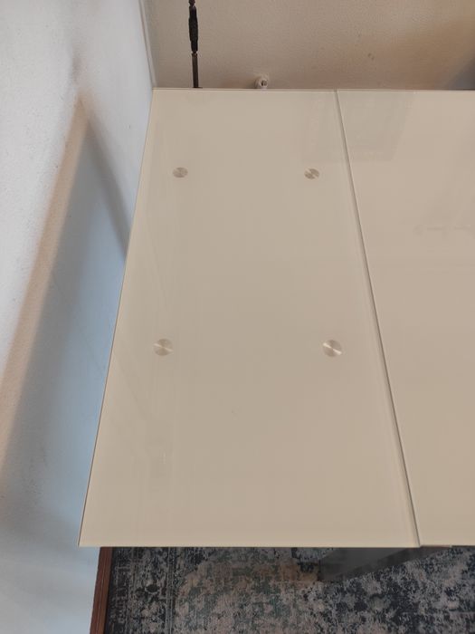 Mesa de Jantar Vidro Fosco Extensível (120+40+40cm)