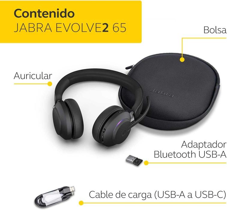 Jabra Evolve2 65 | Auriculares Sem Fios | Microsoft Teams