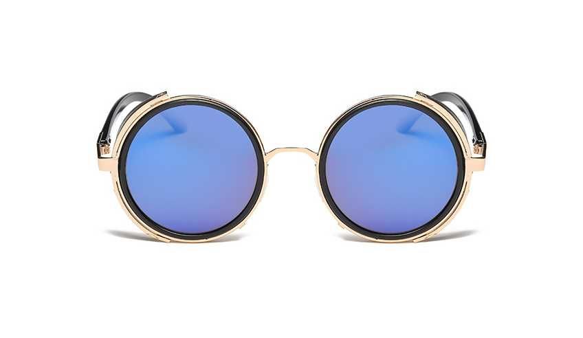 Okulary przeciwsłoneczne okrągłe lenonki steampunk retro punk - CYBER.