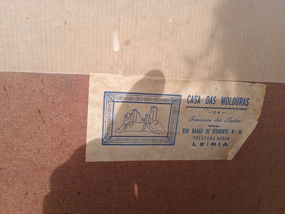 Quadro antigo, bordado, com moldura