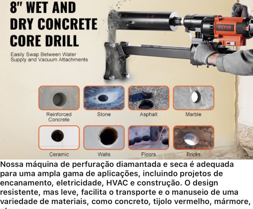 Maquina carotes furar betao tijolo blocos pedra