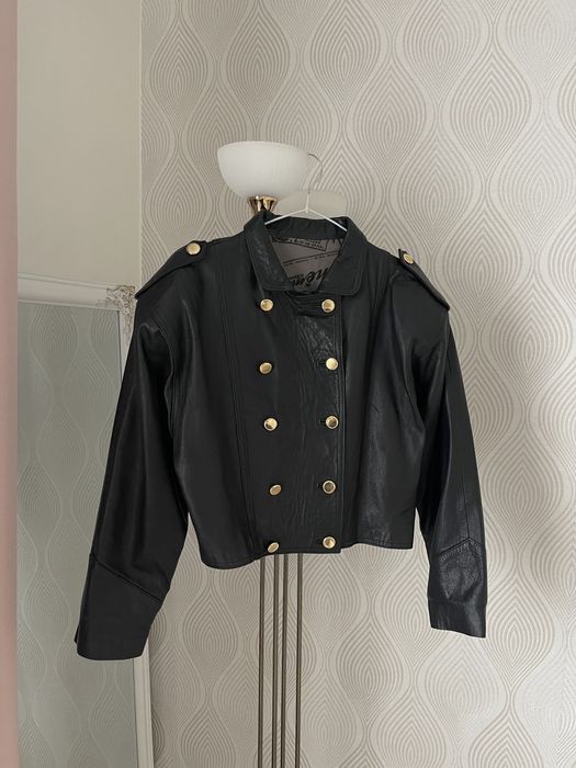 Натуральна шкіряна косуха оверсайз вкорочена у розмірі м