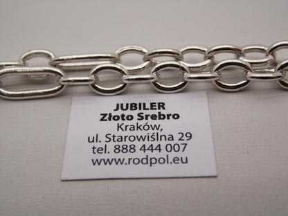 Srebrny łańcuszek owalne i podłużne ogniwa 60 cm. 5,6 mm.