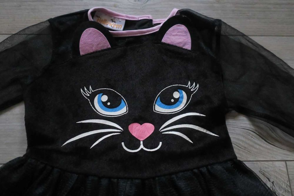 Strój karnawałowy kotka rozm 92-104, 2-4 lata kotek