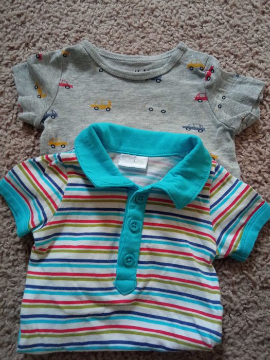 Body krótki rękaw rozmiar 62 h&m, paski polo, traktor szare