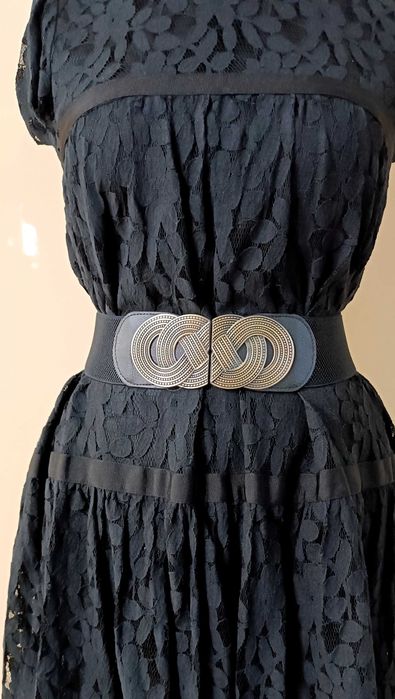 Damski Czarny Szeroki pasek Elastyczny do Sukienki lub Koszuli